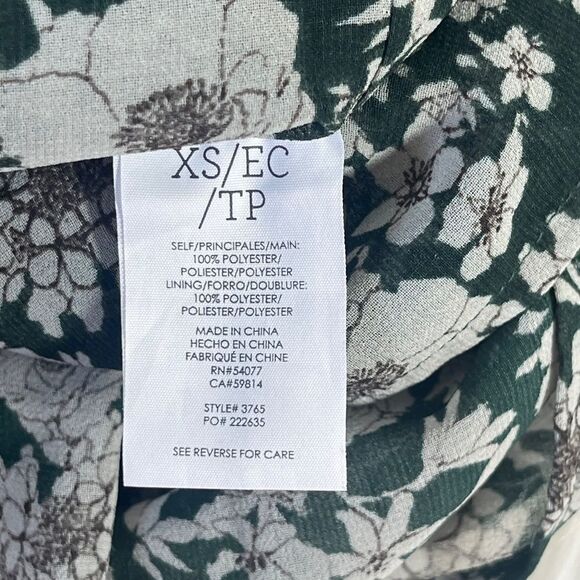 CAbi Green Floral Boho Flowy Peasant Blouse Style 3765 Sz XS - Picture 7 of 8